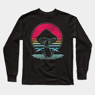 Retro Vaporwave Aesthetic Mushroom Hunter Gift Long Sleeve T-Shirt